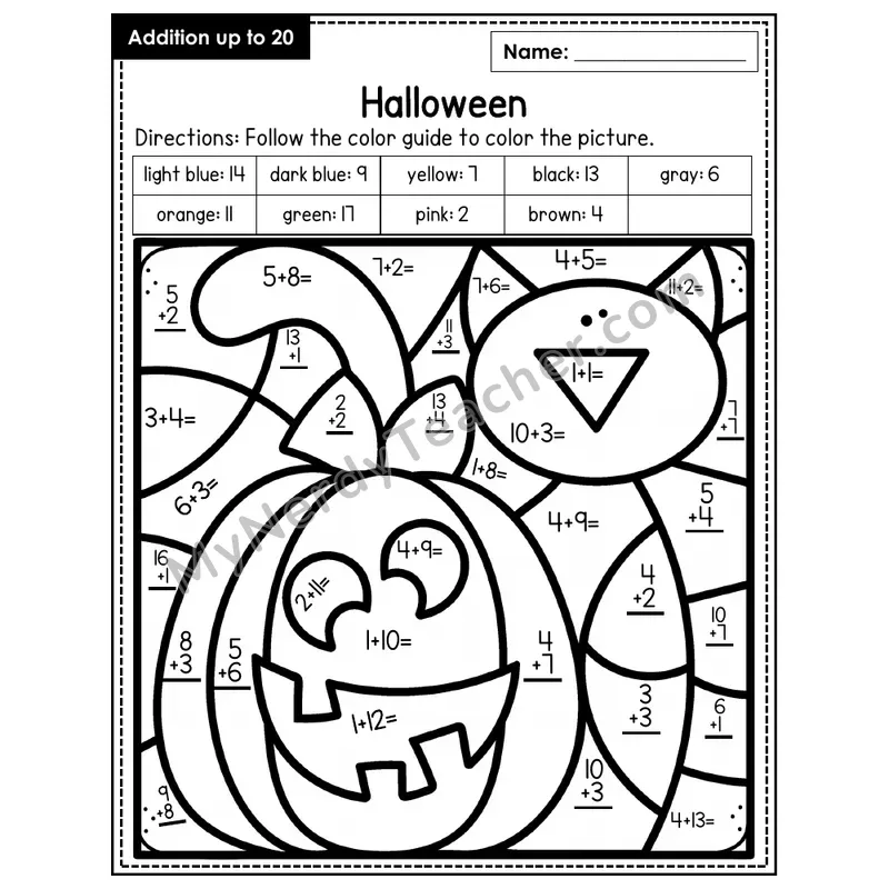 Addition to 20 Color by Number — Halloween (Page 3)