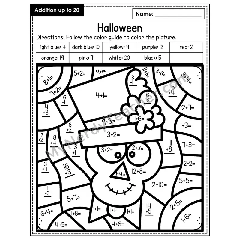 Addition to 20 Color by Number — Halloween (Page 4)