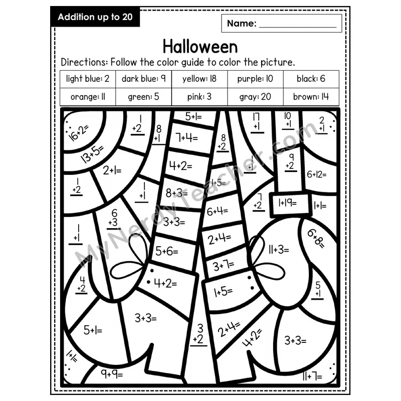 Addition to 20 Color by Number — Halloween (Page 8)