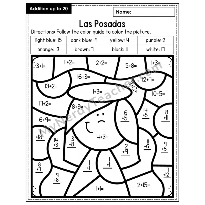 Addition to 20 Color by Number — Las Posadas (Page 8)