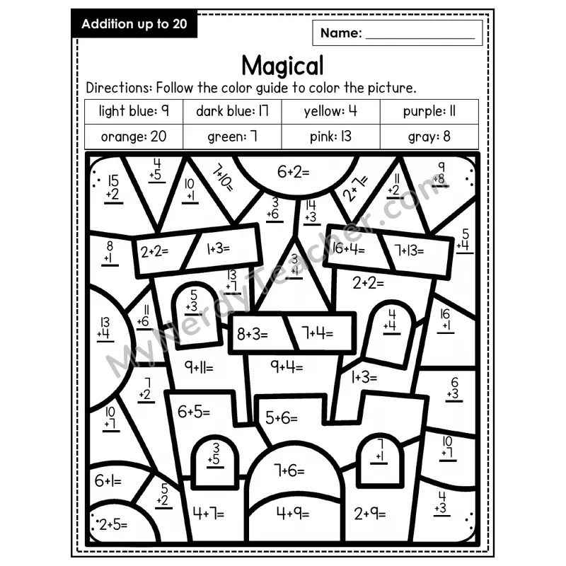 Addition to 20 Color by Number — Magical (Page 1)