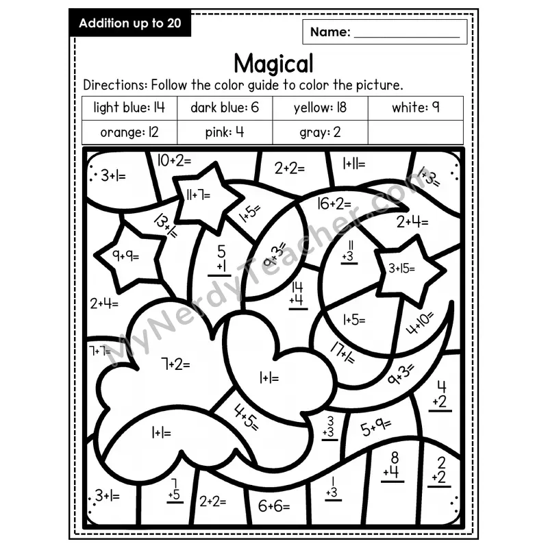 Addition to 20 Color by Number — Magical (Page 4)