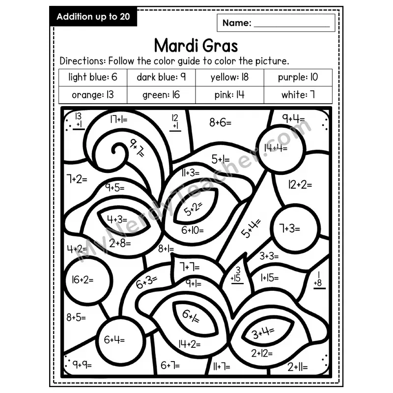 Addition to 20 Color by Number — Mardi Gras (Page 5)