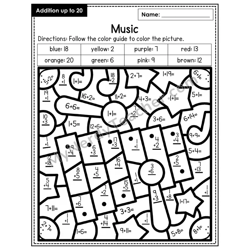 Addition to 20 Color by Number — Music (Page 6)