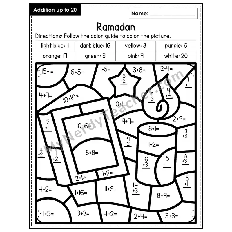 Addition to 20 Color by Number — Ramadan (Page 4)