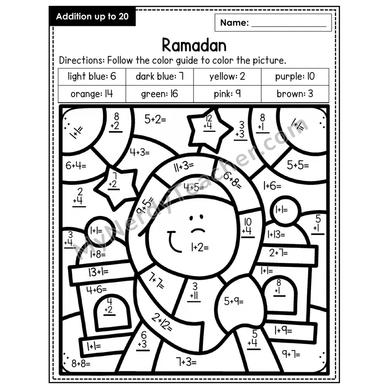 Addition to 20 Color by Number — Ramadan (Page 6)