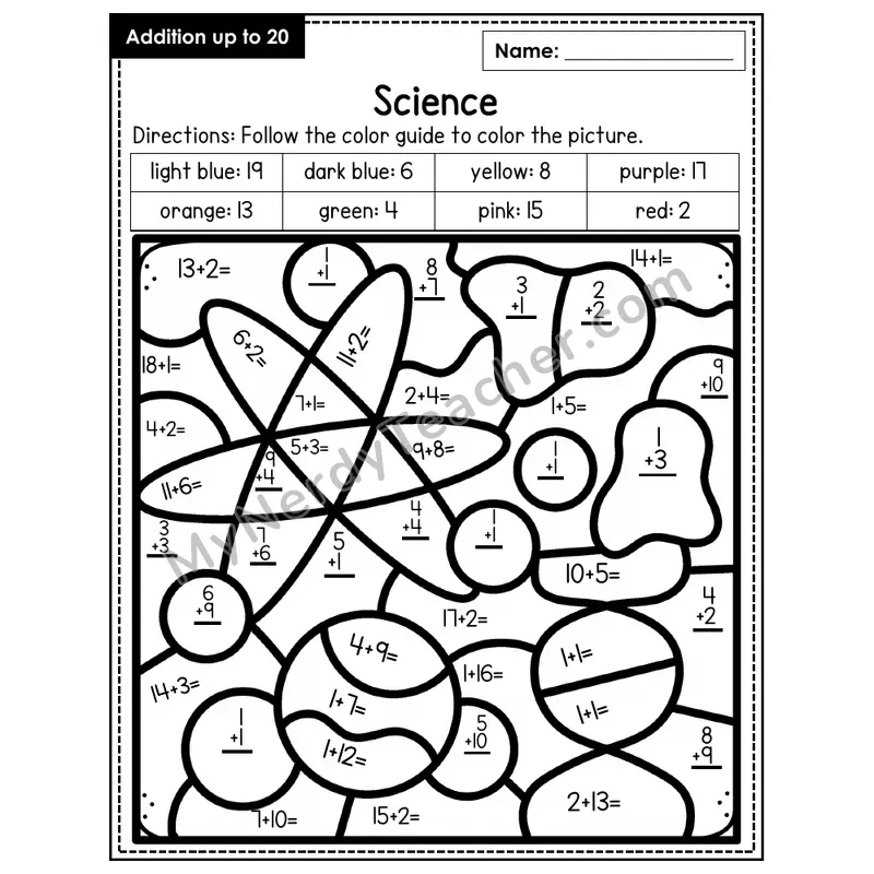 Addition to 20 Color by Number — Science (Page 5)
