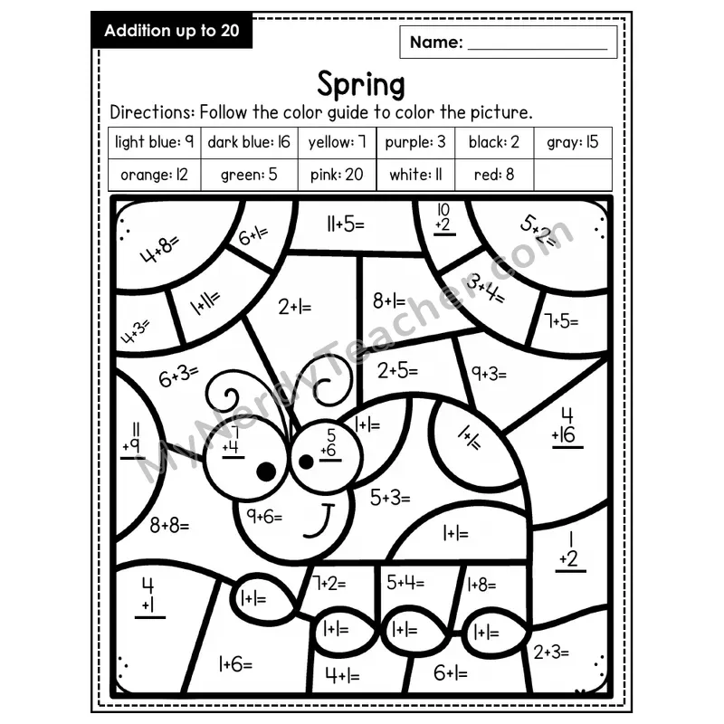Addition to 20 Color by Number — Spring (Page 5)