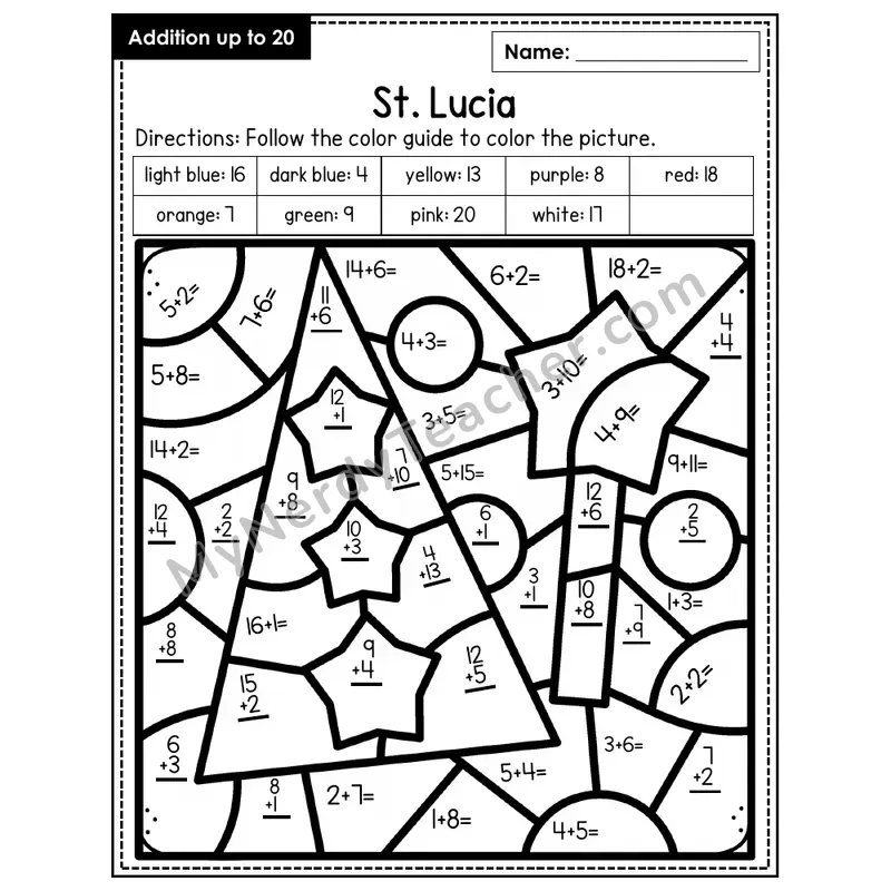Addition to 20 Color by Number — St. Lucia (Page 2)