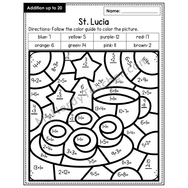 Addition to 20 Color by Number — St. Lucia (Page 5)