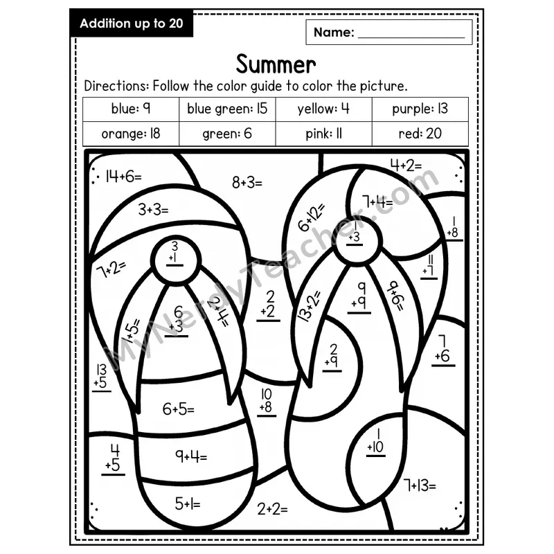 Addition to 20 Color by Number — Summer (Page 4)