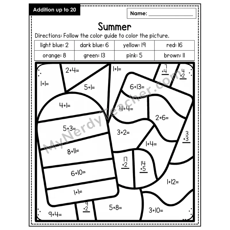 Addition to 20 Color by Number — Summer (Page 5)