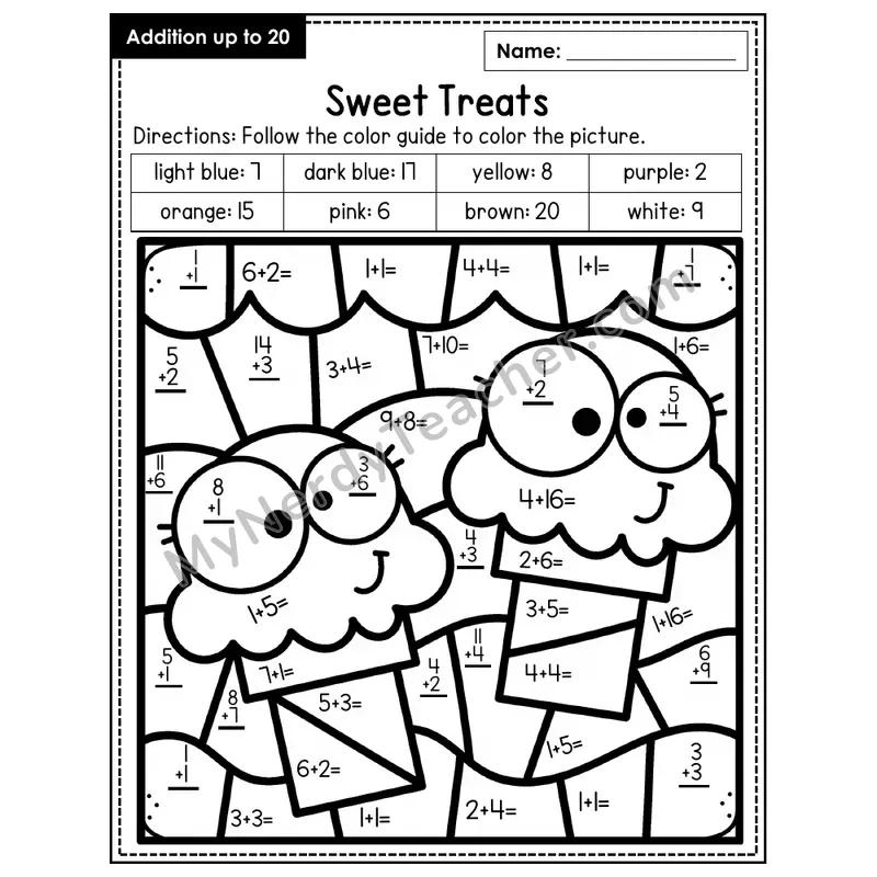 Addition to 20 Color by Number — Sweet Treats (Page 3)