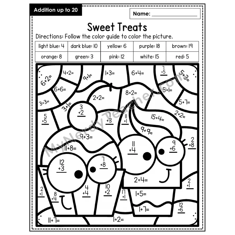 Addition to 20 Color by Number — Sweet Treats (Page 4)