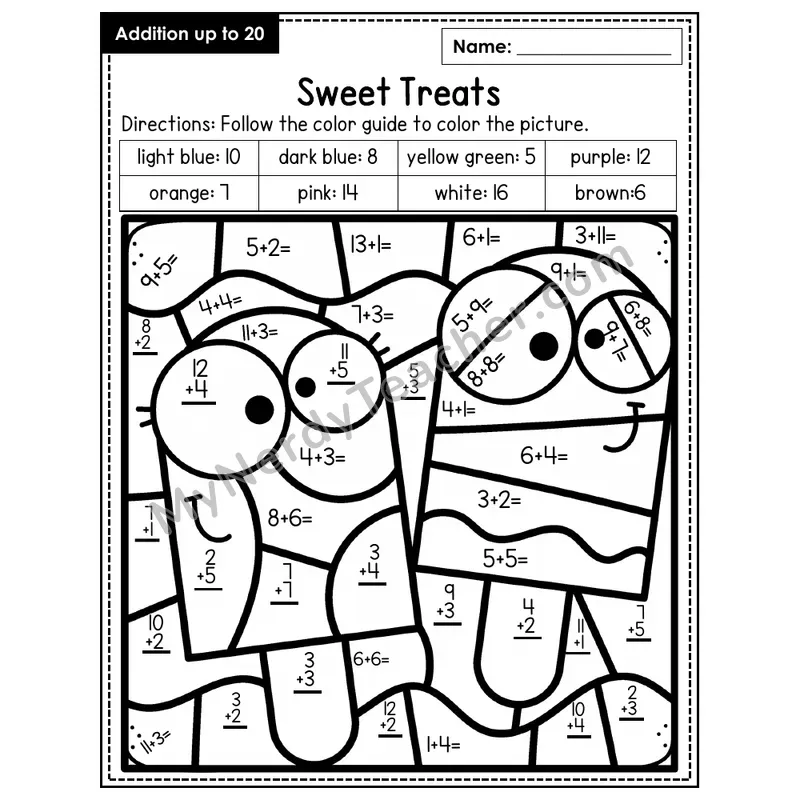 Addition to 20 Color by Number — Sweet Treats (Page 2)