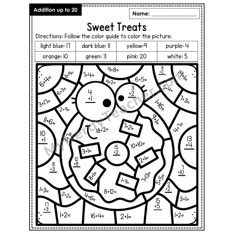 Addition to 20 Color by Number — Sweet Treats (Page 1)