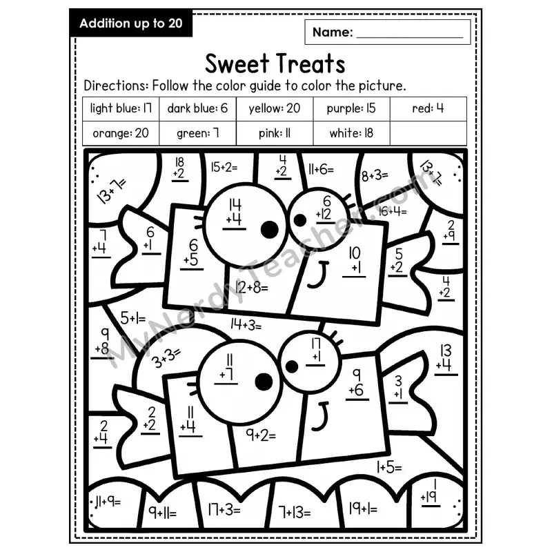 Addition to 20 Color by Number — Sweet Treats (Page 8)