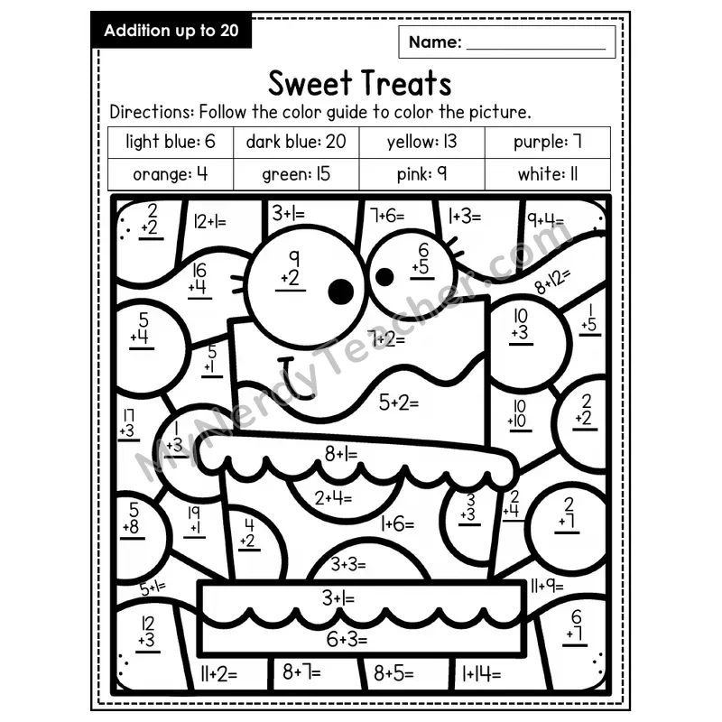 Addition to 20 Color by Number — Sweet Treats (Page 5)