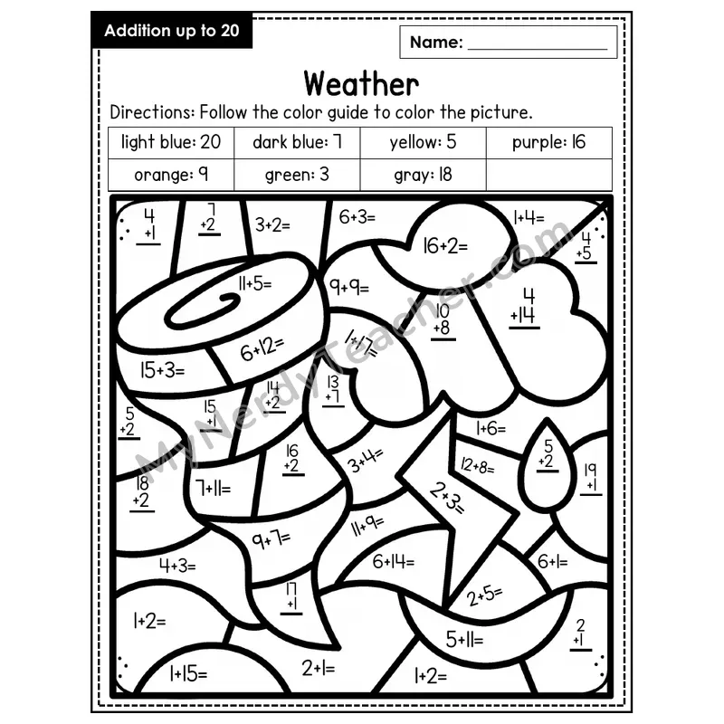 Addition to 20 Color by Number — Weather (Page 2)
