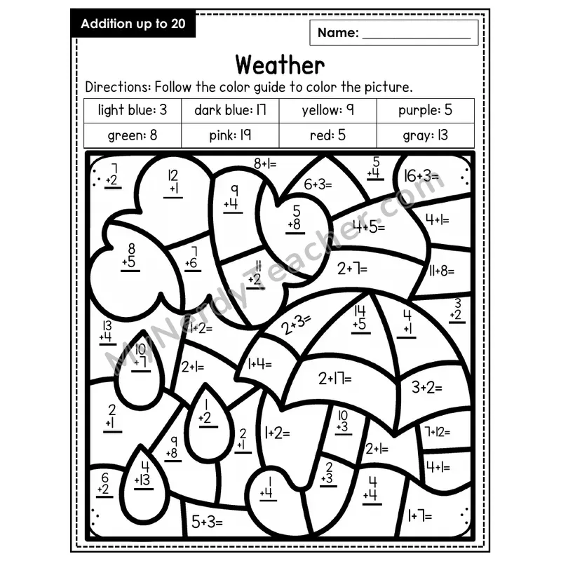 Addition to 20 Color by Number — Weather (Page 4)