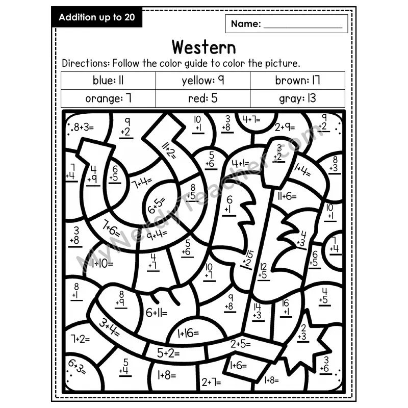 Addition to 20 Color by Number — Western (Page 5)