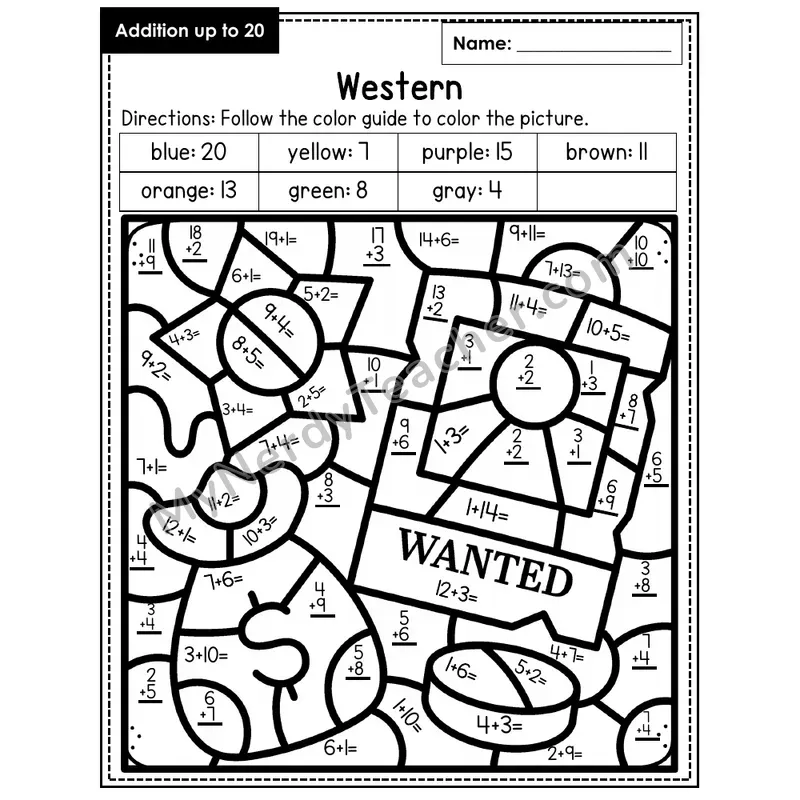 Addition to 20 Color by Number — Western (Page 7)