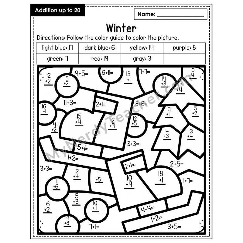 Addition to 20 Color by Number — Winter (Page 3)
