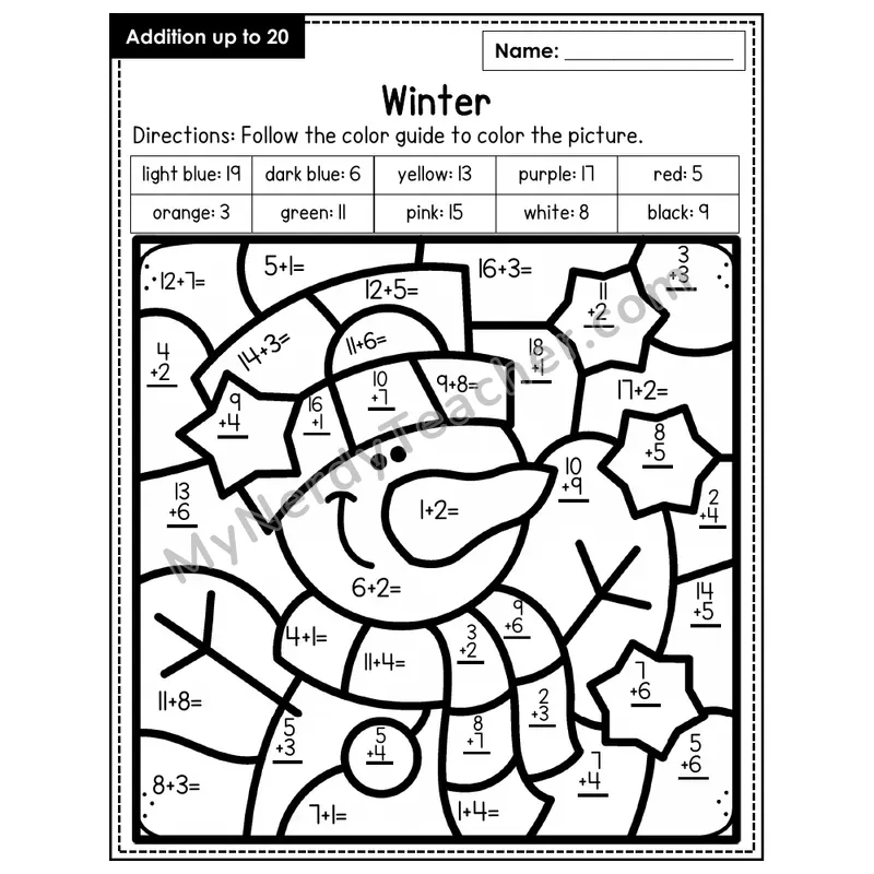 Addition to 20 Color by Number — Winter (Page 8)