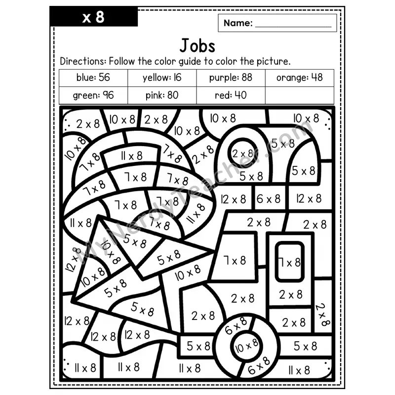 Multiplication Color by Number — x8 — Jobs (Page 5)