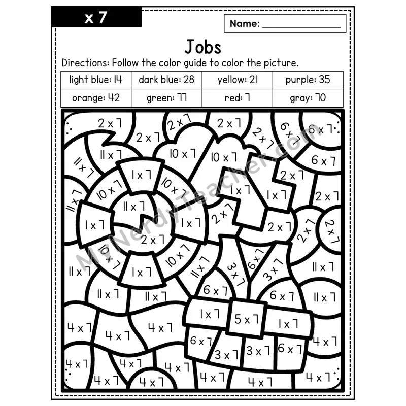 Multiplication Color by Number — x7 — Jobs (Page 4)