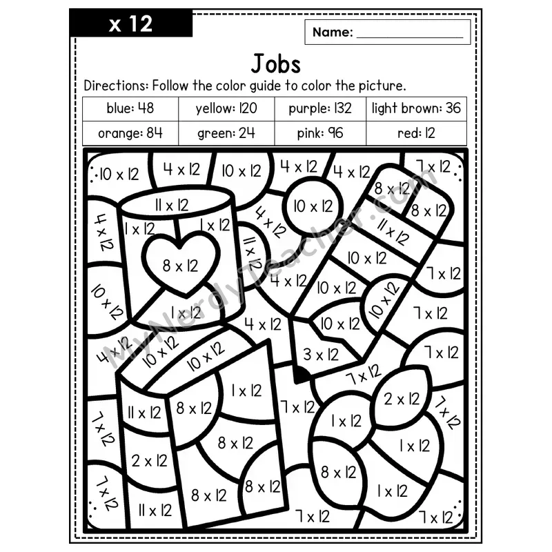 Multiplication Color by Number — x12 — Jobs (Page 8)
