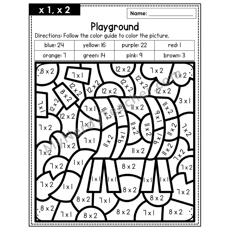 Multiplication Color by Number — x1, x2 — Playground (Page 1)