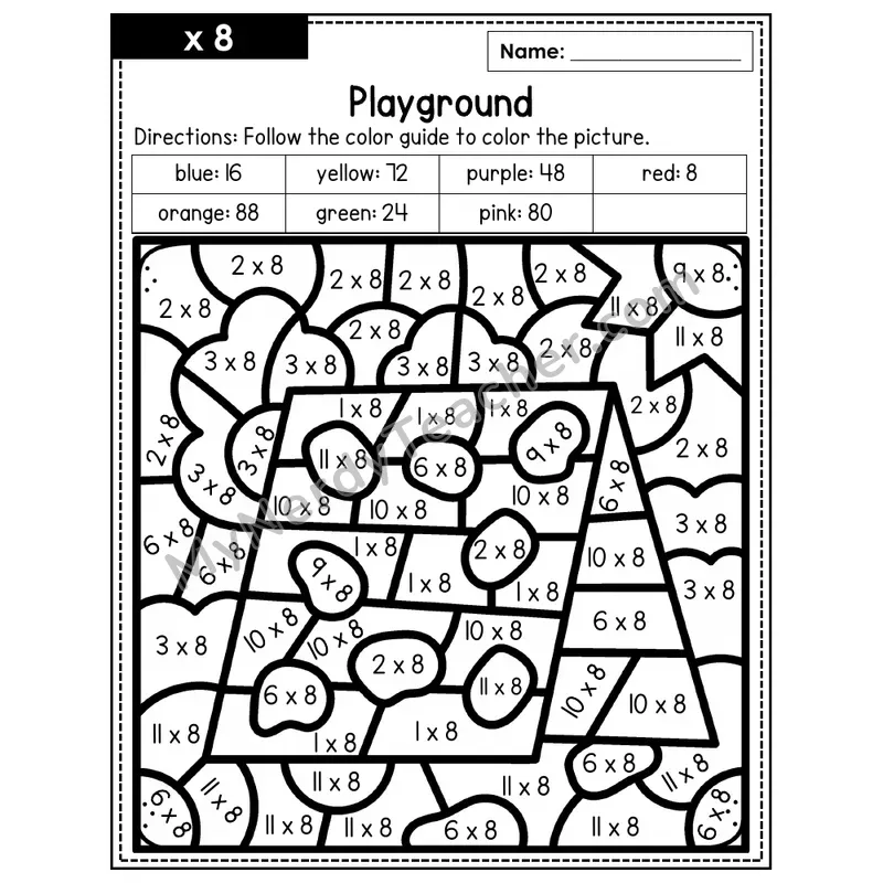 Multiplication Color by Number — x8 — Playground (Page 5)
