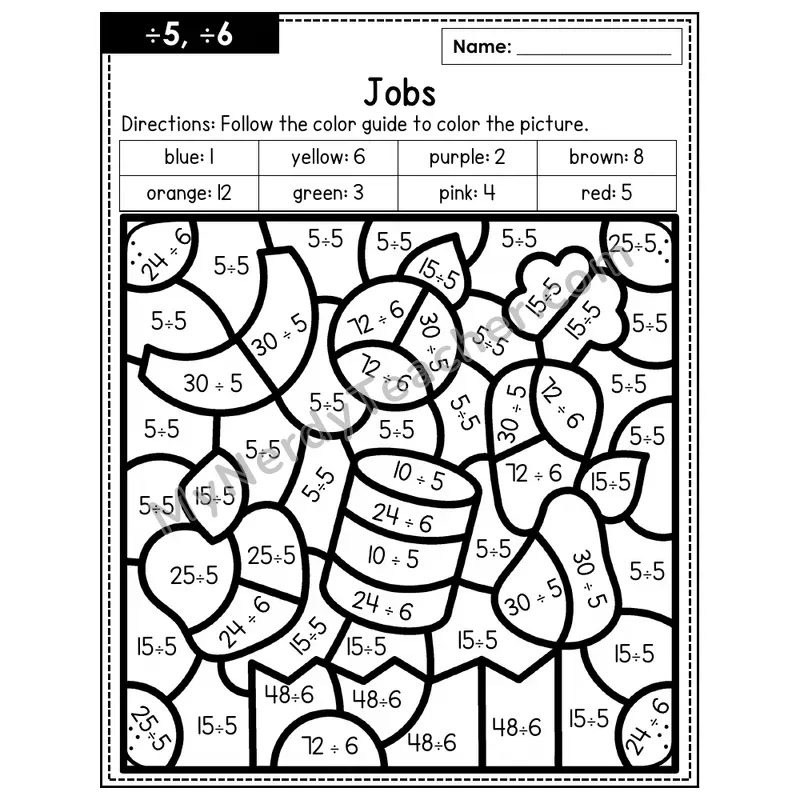 Division Color by Number — ÷5, ÷6 — Jobs (Page 3)