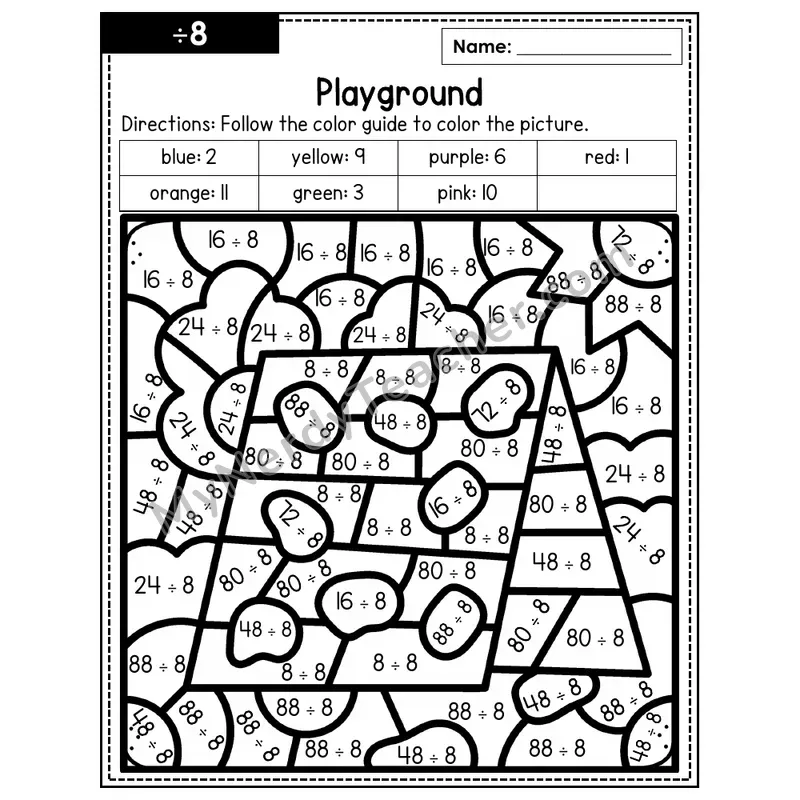 Division Color by Number — ÷8 — Playground (Page 5)
