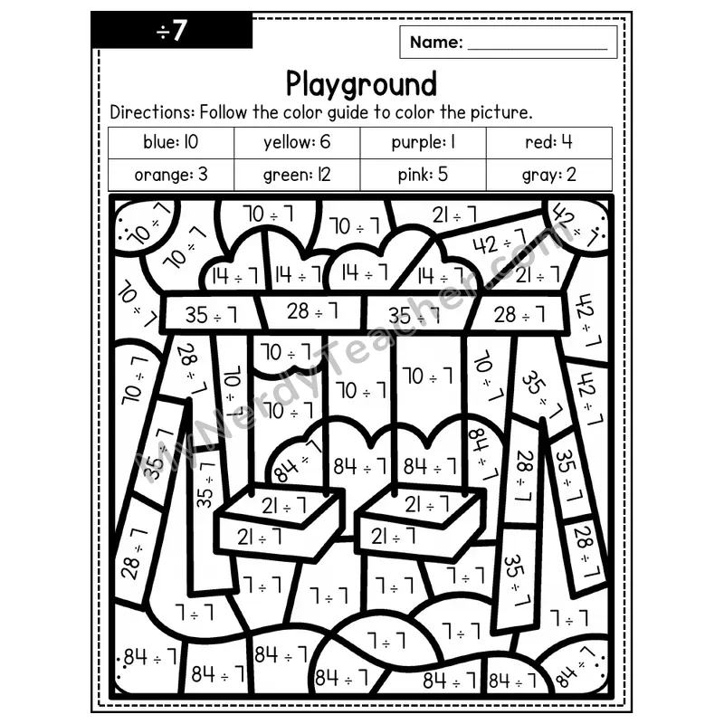 Division Color by Number — ÷7 — Playground (Page 4)