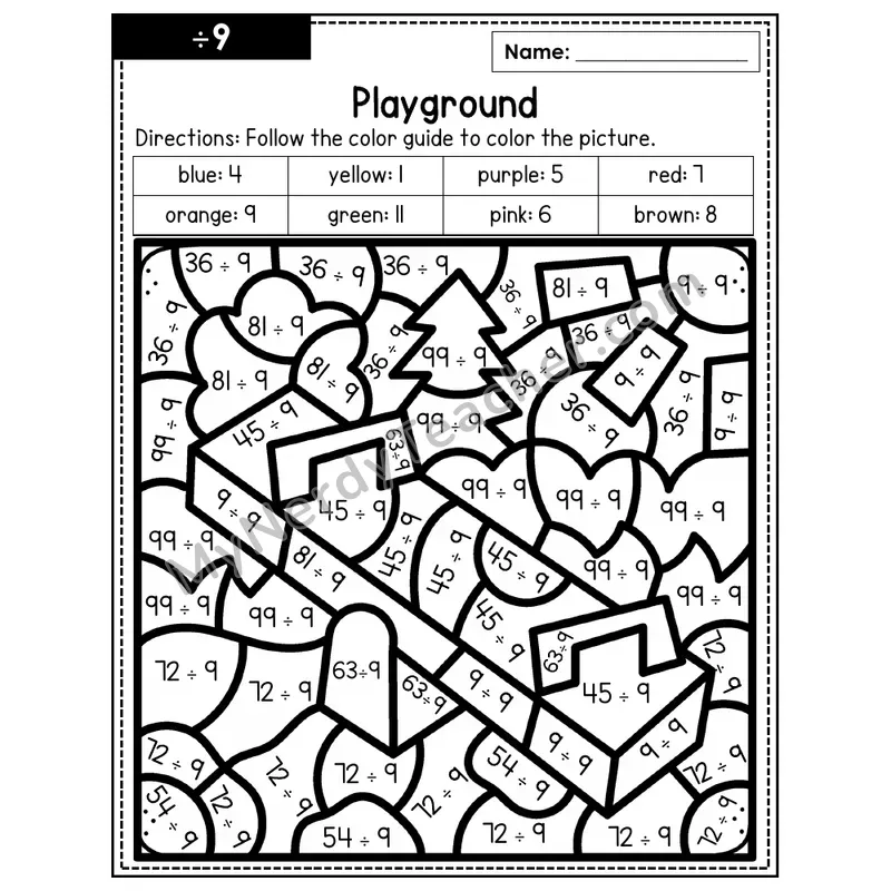 Division Color by Number — ÷9 — Playground (Page 6)