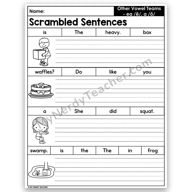 ea and a Scrambled Sentences — Other Vowel Teams