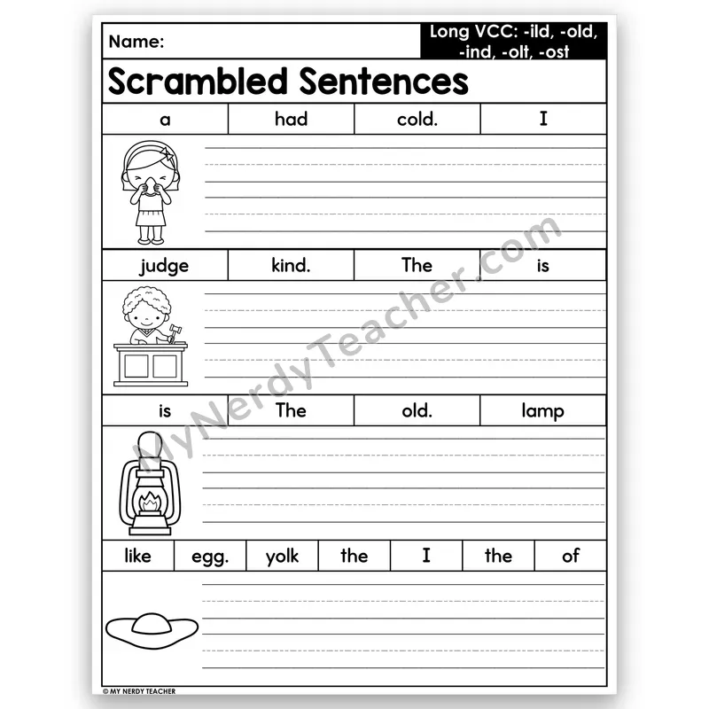 Long VCC Scrambled Sentences — -ild, -old, -ind, -olt, -ost