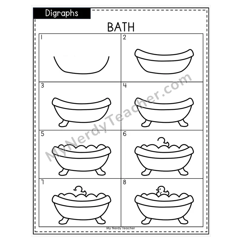 Digraphs Directed Drawing Worksheets — sh, ch, th, wh