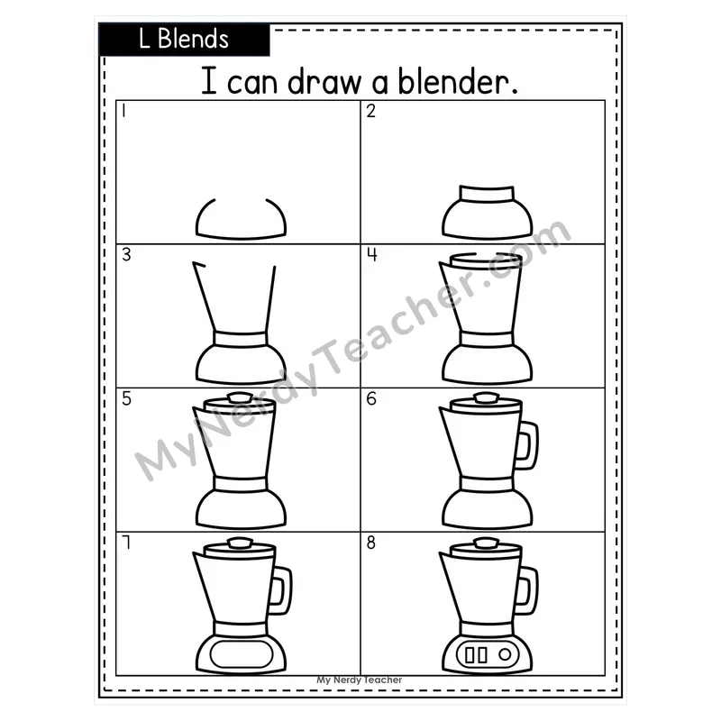 Consonant Blends Directed Drawing Worksheets — L, R & S Blends