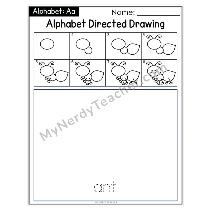 Alphabet Animals Directed Drawing & Word Tracing — Beginning Sounds