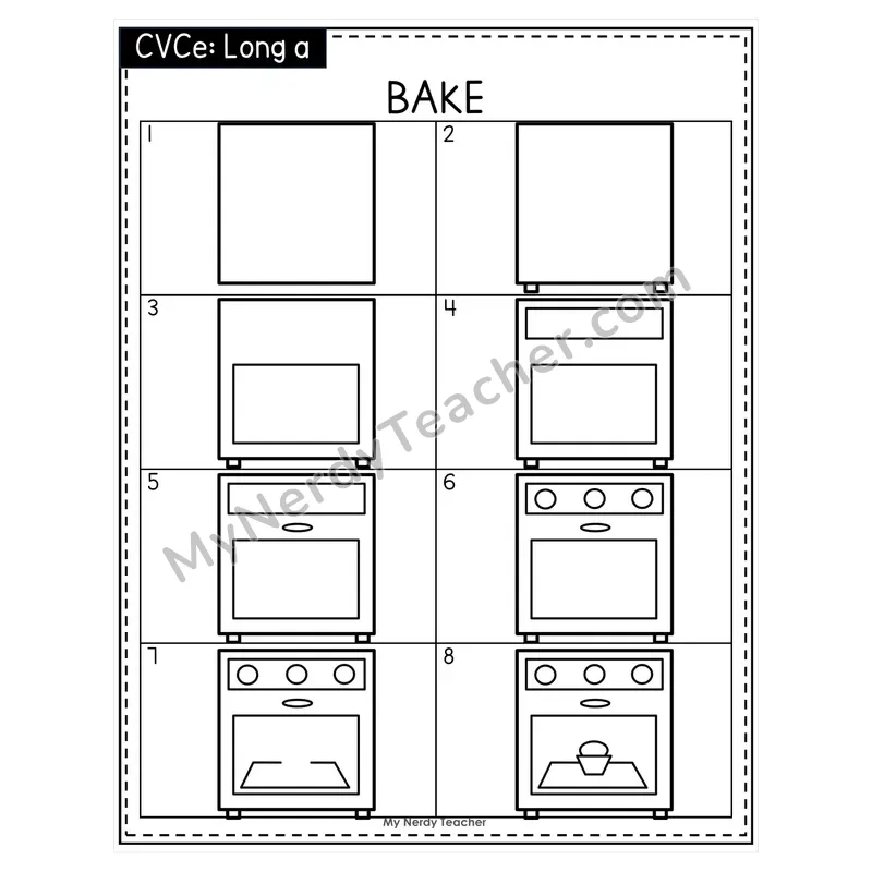 CVCe Words Directed Drawing Worksheets — Silent E Long Vowels