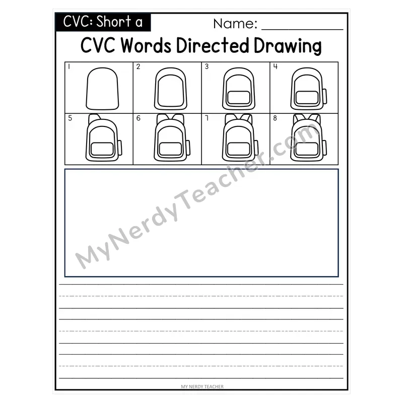 CVC Words Directed Drawing & Handwriting — Short Vowels