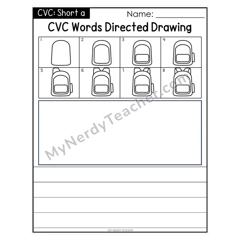 CVC Words Directed Drawing & Writing — Short Vowels