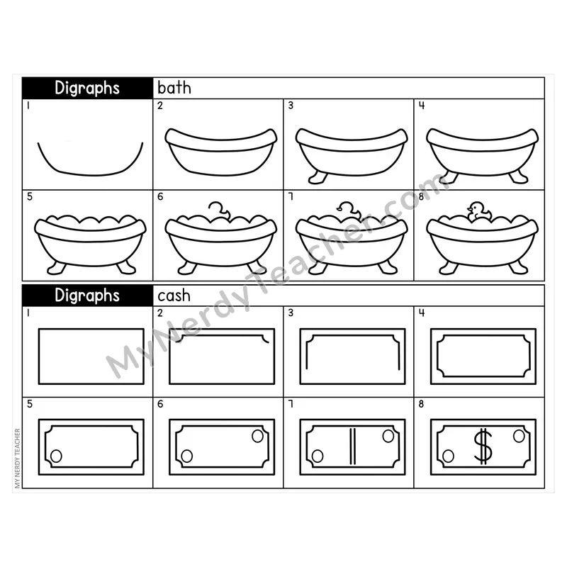 Digraphs Directed Drawing Task Cards — sh, ch, th, wh
