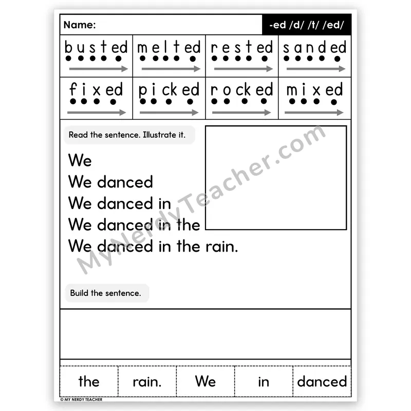 Suffix -ed Sentence Pyramid — Decodable Fluency Worksheet (Set 4)