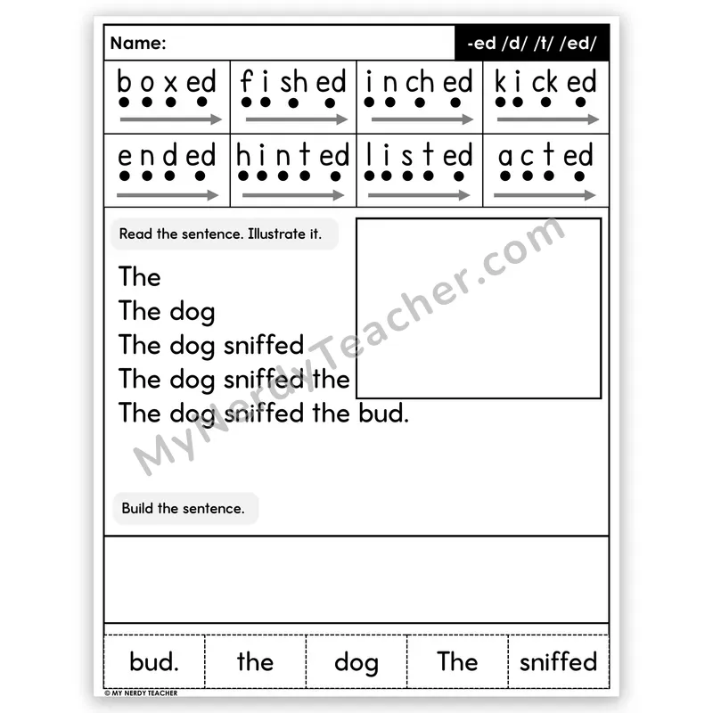 Suffix -ed Sentence Pyramid — Decodable Fluency Worksheet (Set 1)