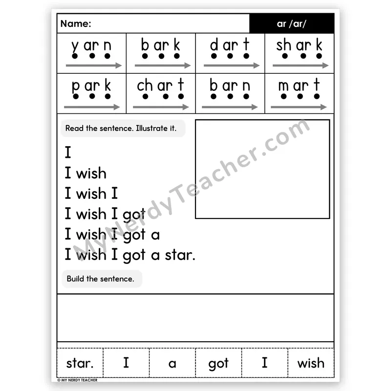 R-Controlled AR Sentence Pyramid — Decodable Fluency Worksheet (Set 2)