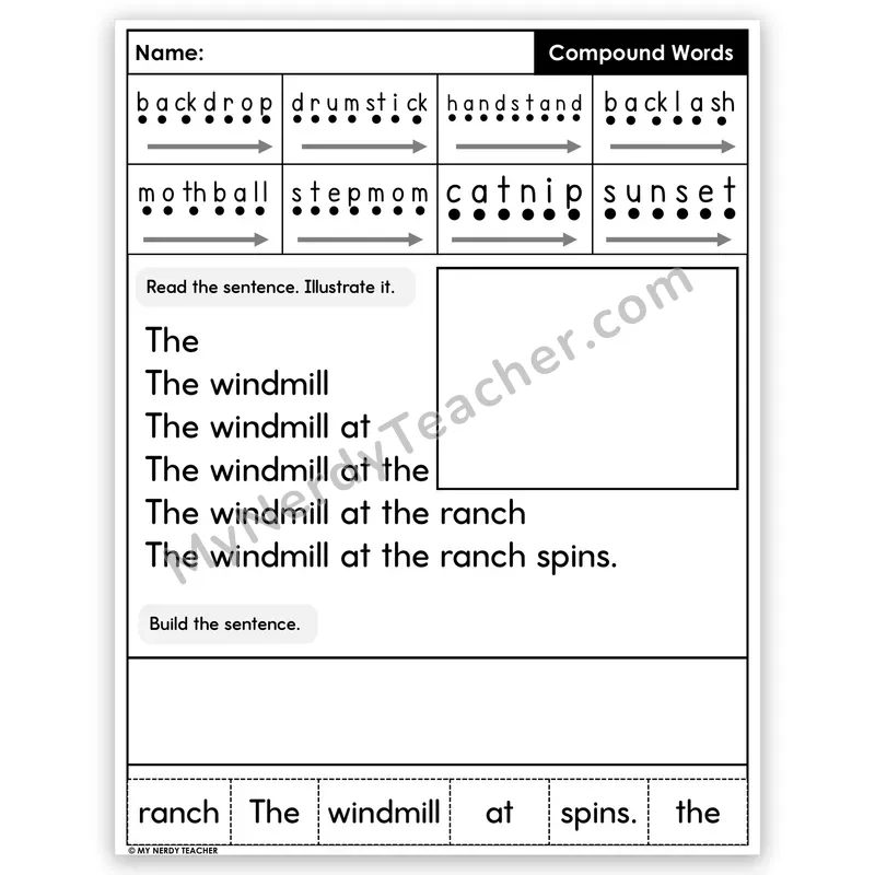 Compound Words Sentence Pyramid — Decodable Fluency Worksheet (Set 5)